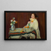 Retrato de la esposa a la mesa - Ignacy Piekowski — cuadro enmarcado en la pared