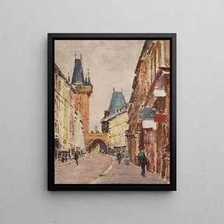 Ignacy Pinkas - Entrance to Charles Bridge in Prague.webp