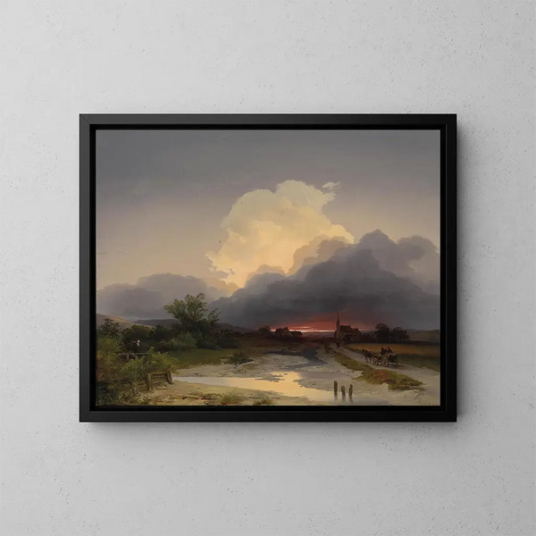 Regreso a casa al atardecer - Ignaz Raffalt — cuadro enmarcado en la pared