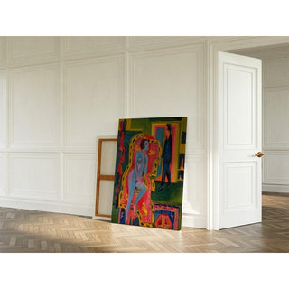 Intérieur avec femme nue et homme - Ernst Ludwig Kirchner | Reproduction Tableau Décoration murale affiche copie