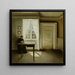 interior con una dama - Vilhelm Hammershøi — cuadro enmarcado en la pared