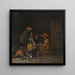 interior de una sala de guardia con cuatro figuras bebiendo y jugando a las cartas - Gerard ter Borch — cuadro enmarcado en la pared