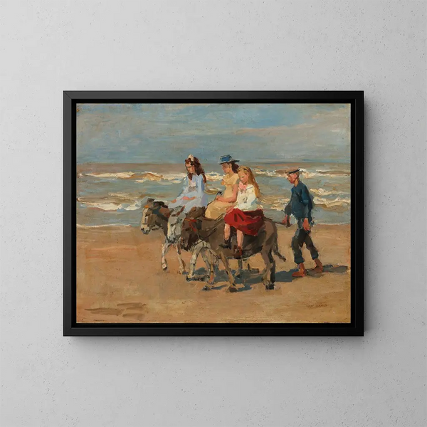 Un paseo en burro en la playa de Scheveningen - Isaac Israëls — cuadro enmarcado en la pared