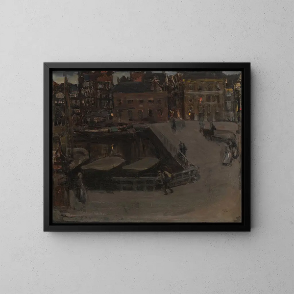 Damrak at Night - Isaac Israëls — framed artwork on a wall