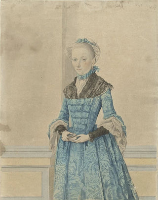 Isaac Lodewijk la Fargue van Nieuwland - Portret van Maria van IJsseldijk staand kniestuk.webp