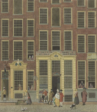 Isaac Ouwater - De boekhandel en het loterijkantoor van Jan de Groot in de Kalverstraat te Amsterdam.webp