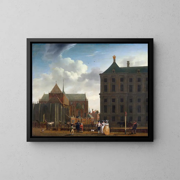 L'église Nouvelle y el Hôtel de Ville en el Dam en Ámsterdam - Isaac Ouwater — cuadro enmarcado en la pared