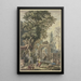Antique portal painting on the left a statue of Pan with altar preparations for the sacrifice - Isaac de Moucheron — framed artwork on a wall