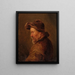 A man with a hat and worn clothes - Isaac van Ostade — framed artwork on a wall
