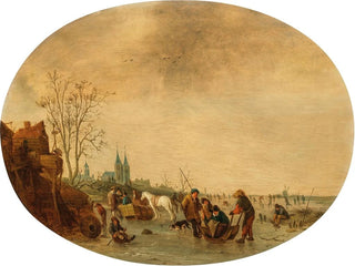 Isaac van Ostade - A winter landscape with skaters on the ice.webp