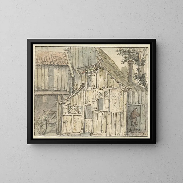 Fachada de una granja - Isaac van Ostade — cuadro enmarcado en la pared