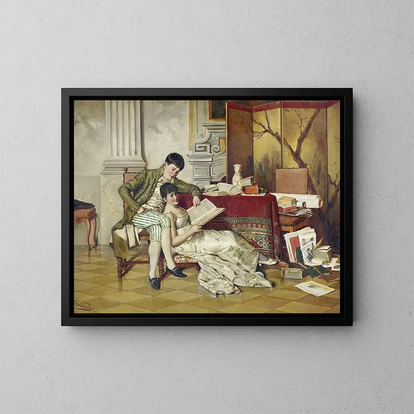 El tutor coqueteo - Isidor Kaufmann — cuadro enmarcado en la pared