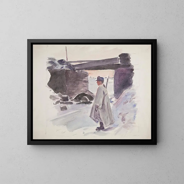 La Legión de tiradores ucranianos de Sich 1914-1920 en formación cerca de la fortaleza - Ivan Ivanec — cuadro enmarcado en la pared