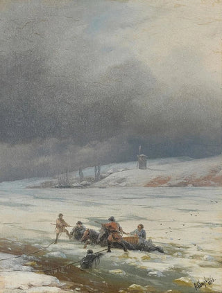Ivan Konstantinovich Aivazovsky - Hauling a Horse and Cart out of the Ice.webp
