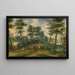 Landscape painting with cattle herders and their herd, a village beyond - Izaak van Oosten — framed artwork on a wall