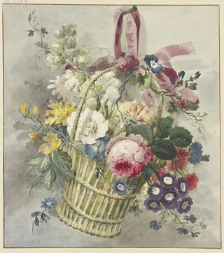 J H Van Loon - Blumenstrau in einem aufgehngten Krbchen.webp