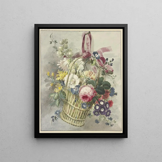 J H Van Loon - Blumenstrau in einem aufgehngten Krbchen.webp