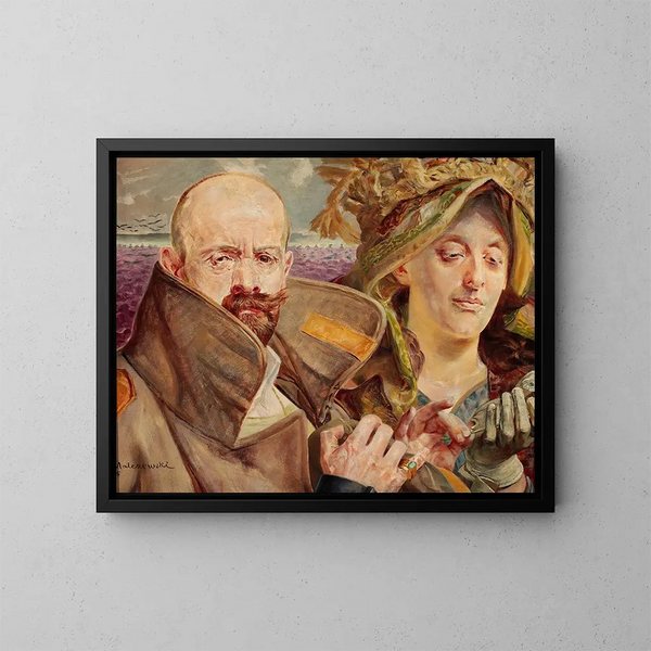 Autorretrato con mi esposa - Jacek Malczewski — cuadro enmarcado en la pared