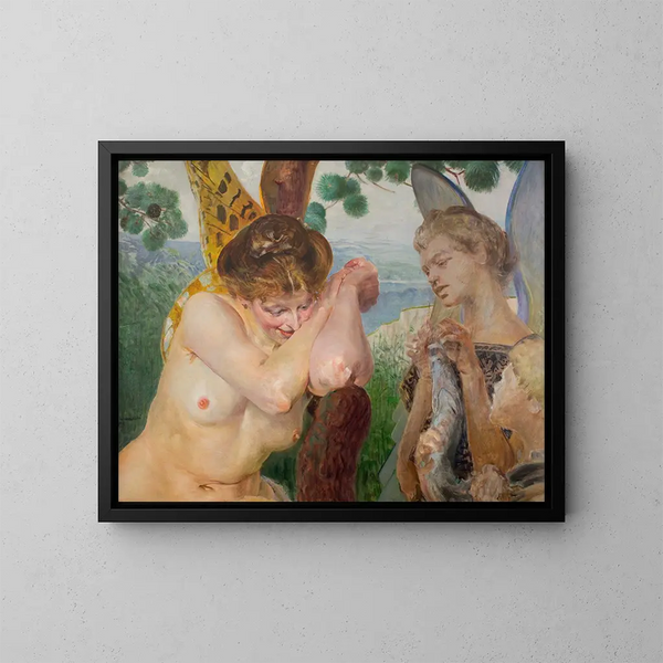 Tobias y una arpía - Jacek Malczewski — cuadro enmarcado en la pared
