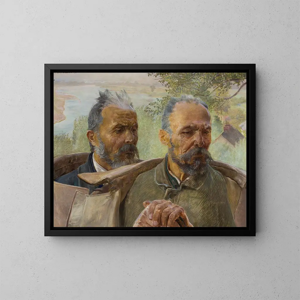 Dos cabezas de viejos hombres - Jacek Malczewski — cuadro enmarcado en la pared
