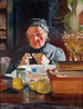 Sketch of a woman at the table - Jacek Malczewski — artwork view
