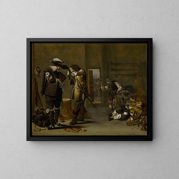 Soldats s'armant - Jacob Duck — cuadro enmarcado en la pared
