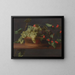a basket of grapes and raspberries on a ledge, oil on panel - Jacob Foppens van Es — framed artwork on a wall