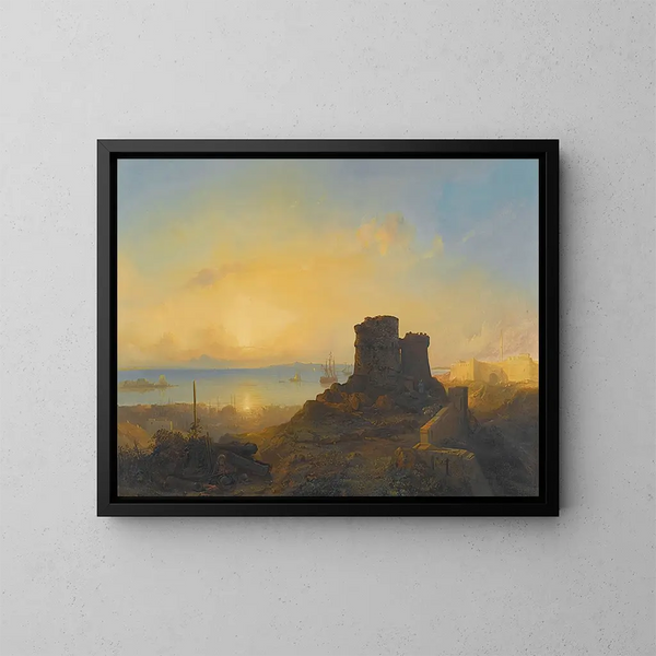 Castillo de los cruzados en la costa otomana - Jacob Jacobs — cuadro enmarcado en la pared