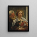 Un hombre barbudo y una mujer con un loro, un amor no correspondido - Jacob Jordaens — cuadro enmarcado en la pared