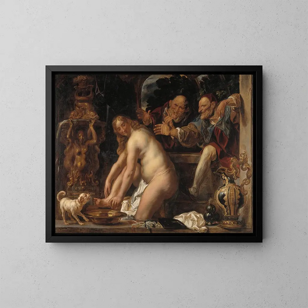 Susanne y los ancianos - Jacob Jordaens — cuadro enmarcado en la pared