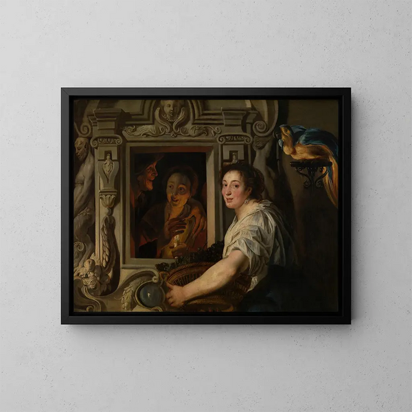 The Fruit Seller - Jacob Jordaens — framed artwork on a wall