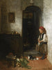 a girl with a kitten playing - Jacob Maris — artwork view