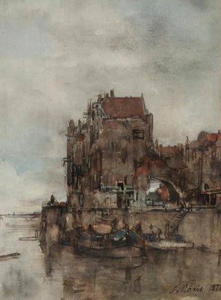 Jacob Maris - A view of the harbour in Dordrecht.webp