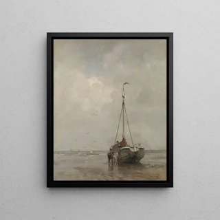 Jacob Maris - Bluffbowed Fishing Boat on the Beach at Scheveningen.webp