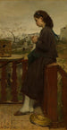 Girl knitting on a balcony Montmartre - Jacob Maris — artwork view