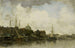 Urban landscape painting with a domed church - Jacob Maris — artwork view