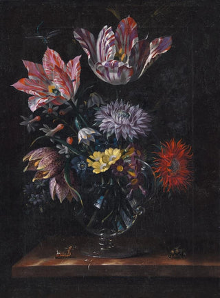 Jacob Marrel - A Glass Vase With Flowers.webp