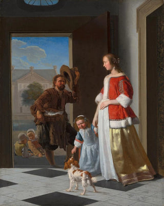 Jacob Ochtervelt - A Fishmonger at the Door.webp