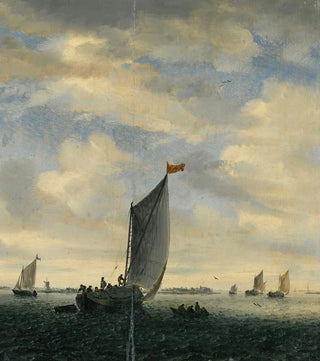 Jacob Salomonsz van Ruysdael - An Estuary Scene With Smalschips On A Broad Reach Before A Gentle Breeze.webp