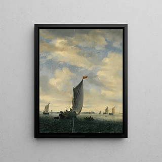 Jacob Salomonsz van Ruysdael - An Estuary Scene With Smalschips On A Broad Reach Before A Gentle Breeze.webp