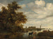 paisaje fluvial con pescadores y ganado, la iglesia Grote Kerk de Alkmaar a lo lejos - Jacob Salomonsz van Ruysdael — vista de la obra
