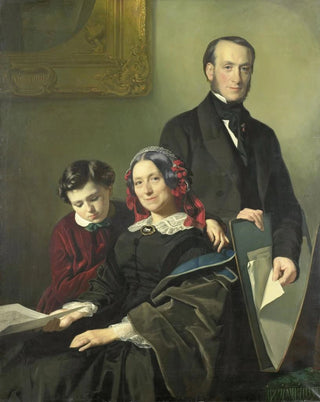 Jacob Spoel - Mevrouw AJ SchmidtKeiser weduwe van de schilder Willem Hendrik Schmidt 180949 de leermeester van Jacob Spoel met haar broer JN Keiser en haar tienjarig zoontj.webp
