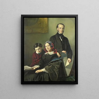 Jacob Spoel - Mevrouw AJ SchmidtKeiser weduwe van de schilder Willem Hendrik Schmidt 180949 de leermeester van Jacob Spoel met haar broer JN Keiser en haar tienjarig zoontj.webp