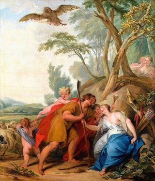 Jacob de Wit - Jupiter Disguised As a Shepherd Seducing Mnemosyne The Goddess of Memory.webp