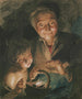 an old woman and a boy warming their hands - Jacob de Wit — artwork view