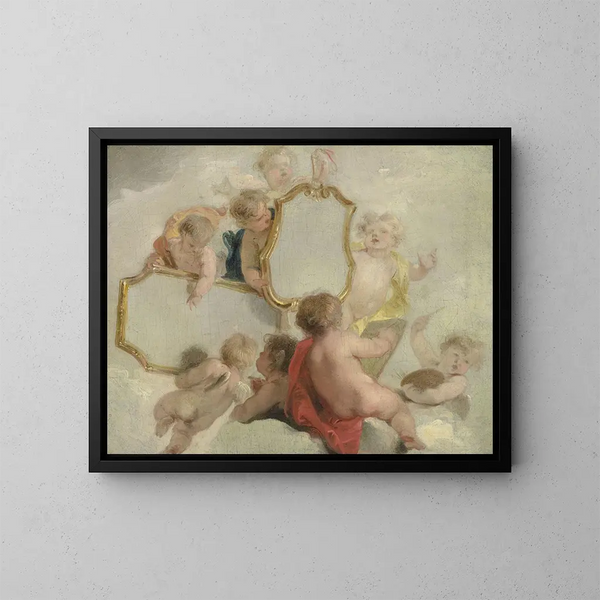 Putti avec des miroirs - Jacob de Wit — cuadro enmarcado en la pared