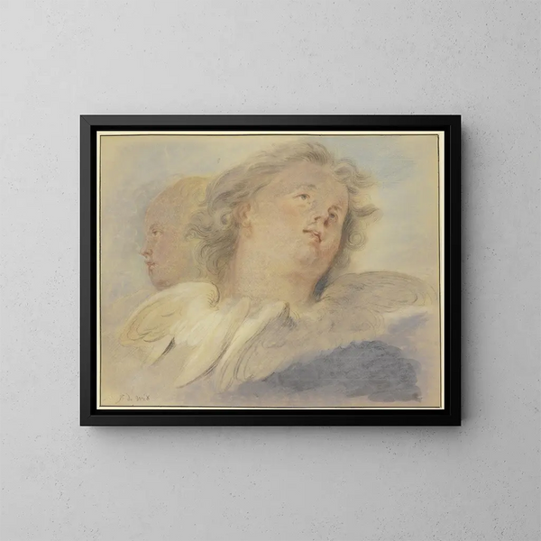 Dos cabezas de ángel - Jacob de Wit — cuadro enmarcado en la pared