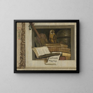 Jacob van Campen - Still Life with Books Sheet Music Violin Celestial Globe and an Owl.webp