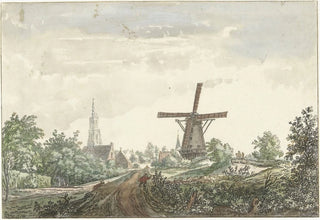 Jacob van Liender - Gezicht op de Leusdense weg naar Amersfoort.webp