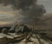 Un paisaje de invierno con vista al río Amstel y Ámsterdam a lo lejos - Jacob van Ruisdael — vista de la obra
